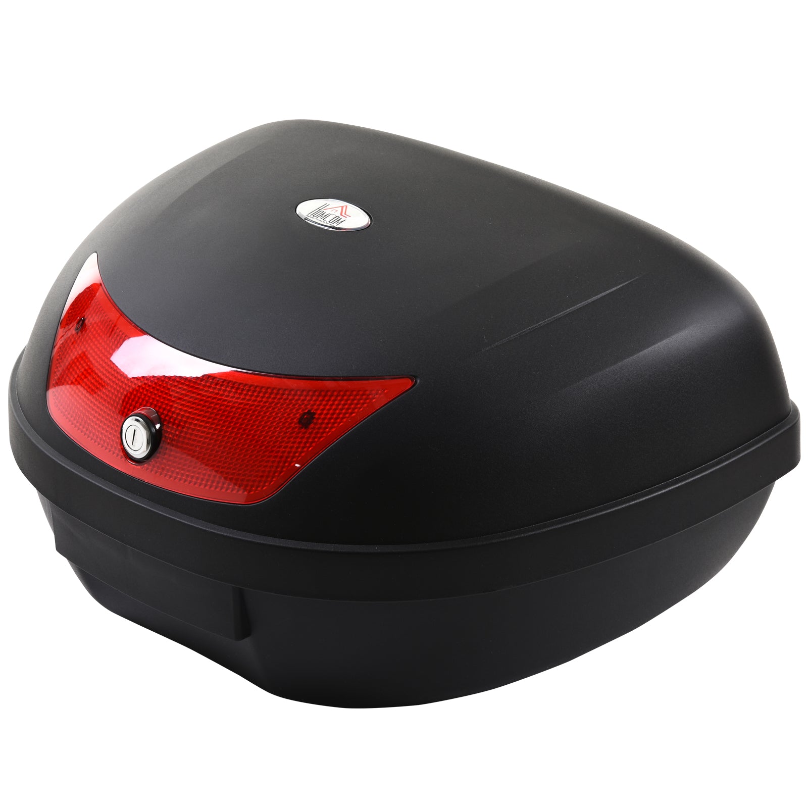 HOMCOM 48L Motorcycle Trunk Travel Luggage Storage Box Motorbike Accessory Large Storage Space For 2 Half Helmet - Black 