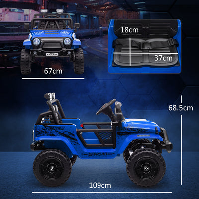 AIYAPLAY 12V Battery Powered Kids Ride-On Car, Electric Truck w/ Spring Suspension, Remote, Music, Horn, Lights, Blue 