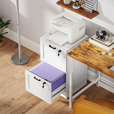 HOMCOM 2-Drawer Filing Cabinet with Lock - White 