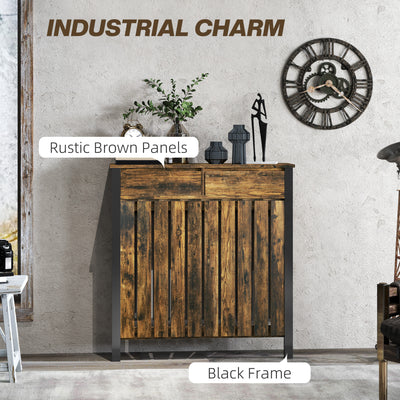 HOMCOM 93 x 88.5cm Rustic-Look Radiator Cover - Brown/Black 