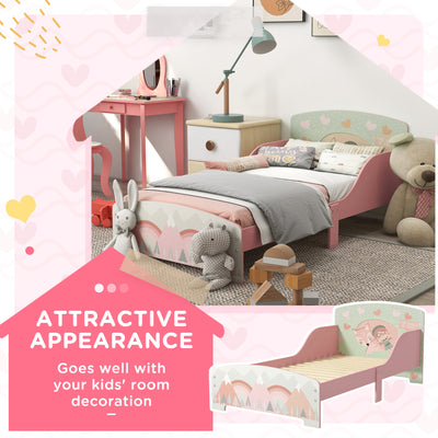 ZONEKIZ Toddler Bed Frame, Kids Bedroom Furniture for Ages 3-6 Years, Pink 