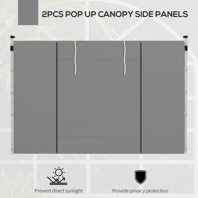 Outsunny Gazebo Side Panels, 2 Pack Sides Replacement, for 3x3(m) or 3x6m Pop Up Gazebo, with Windows and Doors, Light Grey 
