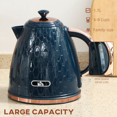 HOMCOM 3000W Rapid Boil Honeycomb Kettle - Dark Blue 