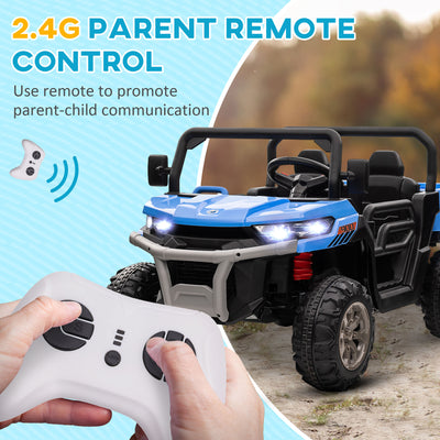 HOMCOM 12V 2 Seater Kids Electric Ride-On Car with Electric Bucket, Remote Control - Blue 