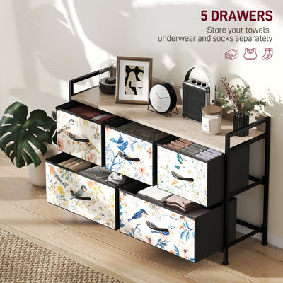 HOMCOM 5-Drawer Chest of Drawers - White 