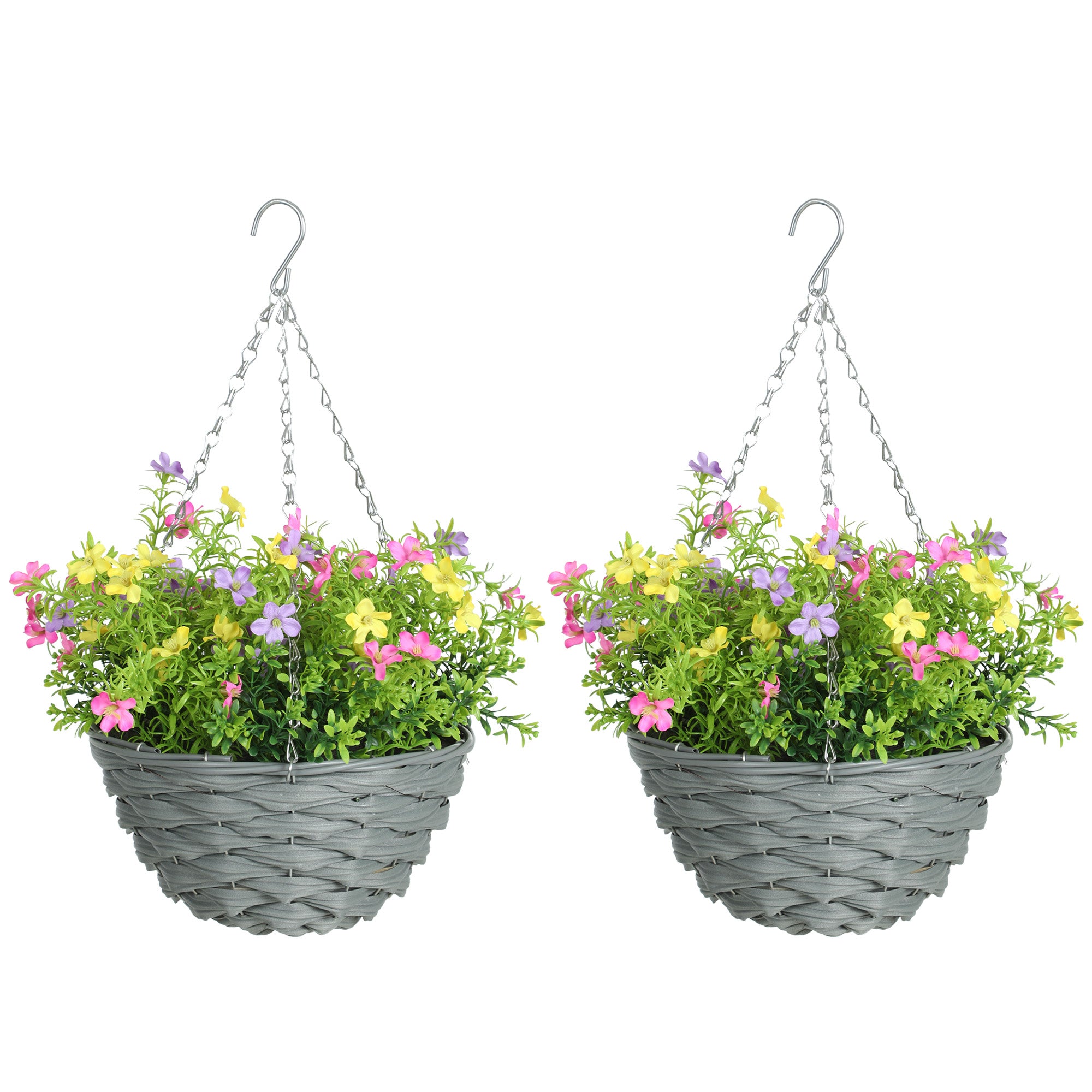 HOMCOM Set of 2 Artificial Hanging Cosmos Flowers - Multi-Colored 
