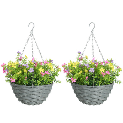 HOMCOM Set of 2 Artificial Hanging Cosmos Flowers - Multi-Colored 