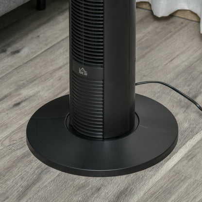 HOMCOM 38" Oscillating Tower Fan with Remote Control, 3 Speed 4 Modes, LCD panel, 12-Hour Timer, Slim Cooling Fan for Home Bedroom Office, Black 