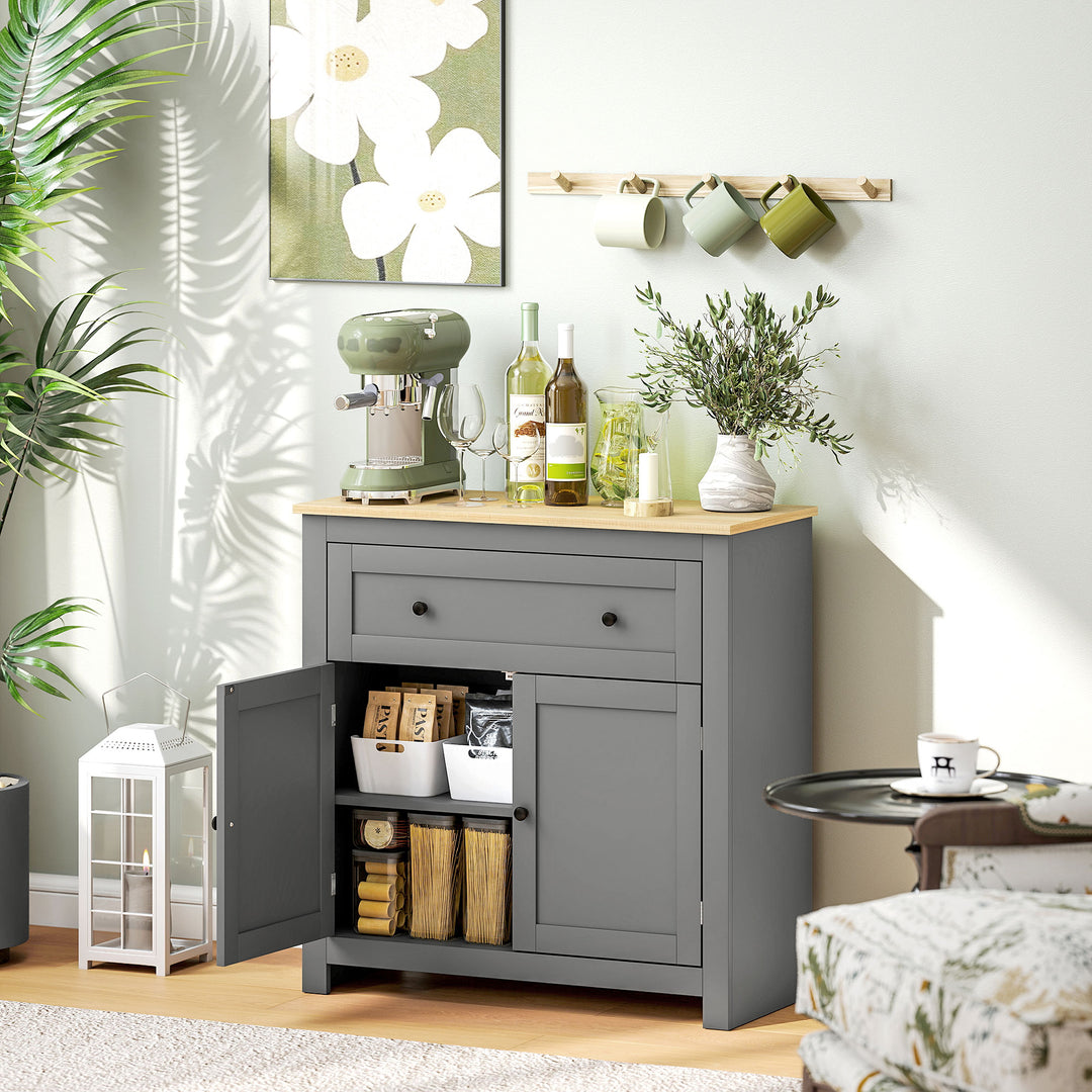 HOMCOM Sideboard Storage Cabinet, Morden Kitchen Cupboard with Adjustable Shelf, Drawer and Double Doors, Sideboard for Living Room, Dining Room, Hallway, Grey 