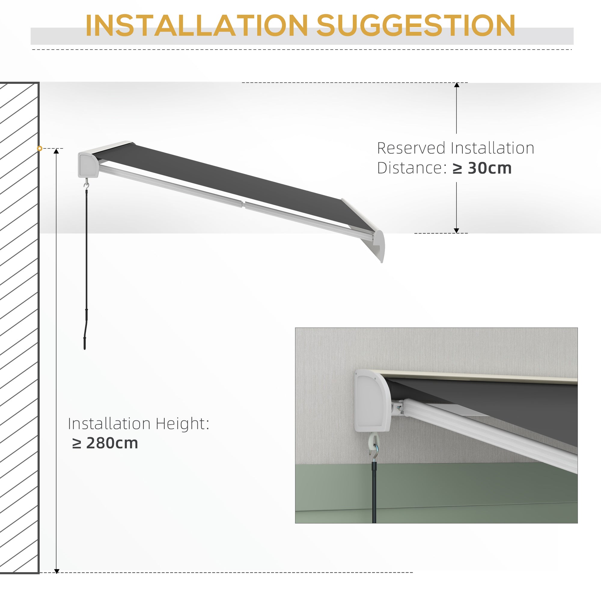 Outsunny 4 x 3(m) Electric Retractable Awning with Remote Controller, Aluminium Frame Sun Canopies for Patio Door Window 
