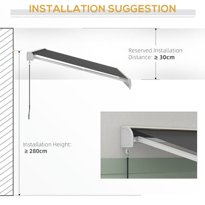 Outsunny 4 x 3(m) Electric Retractable Awning with Remote Controller, Aluminium Frame Sun Canopies for Patio Door Window 