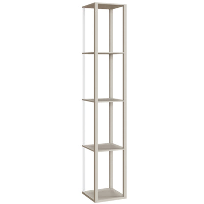 HOMCOM RGB LED Floor Lamp with Shelves, Modern Dimmable Standing Lamp with Remote Control, Adjustable Brightness & Speed for Living Room, Bedroom, Office, Oak