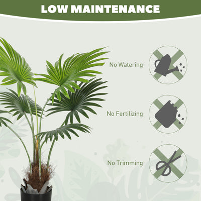 HOMCOM 94cm Artificial Palm Tree, Decorative Artificial Plant with Lifelike PEVA Leaves and Coconut Coir, Fake Tree with Plastic Pot and Flocking for Home Office Decor, Green 