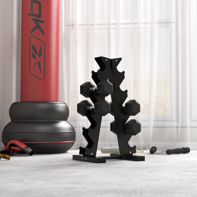 HOMCOM 2x5kg Rubber Dumbbell Sports Hex Weights Sets Gym Fitness Lifting Home 