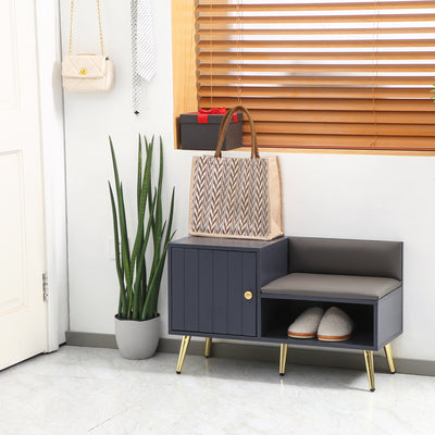 HOMCOM Shoe Storage Unit, with Padded Seat - Grey 