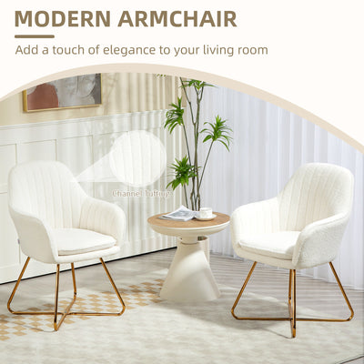 HOMCOM Set of Two Sherpa Fleece Dining Chairs - Cream 