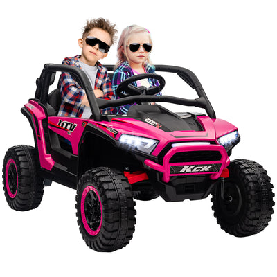 AIYAPLAY 2 Seater 24V 7AH Ride on Truck, Battery Powered Electric Ride On Car w/ Remote, Suspension, 3 Speeds - Pink 