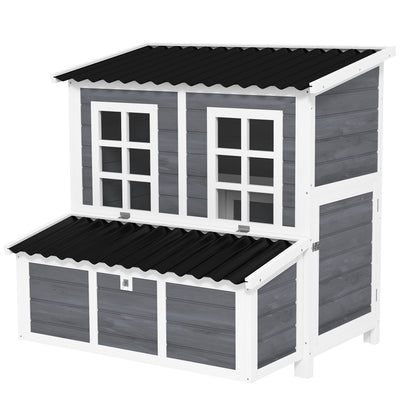 PawHut Wooden Chicken Coop with Nesting Box, Slide-Out Tray, Perches, for 4-6 Chickens, 100 x 86 x 100cm 