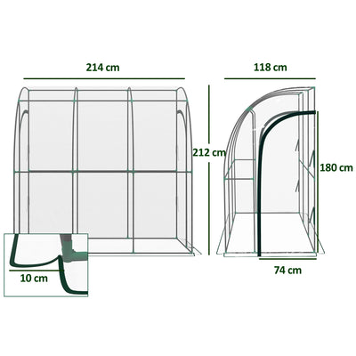 Outsunny 214cm x 118cm Walk-In Lean To Greenhouse, with Accessories 