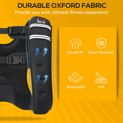 HOMCOM 5KG Weighted Vest, Running Weight Vest with Adjustable Straps, Convenient Pocket and Reflective Strips, for Men and Women Cardio Exercise Strength Training Workout 