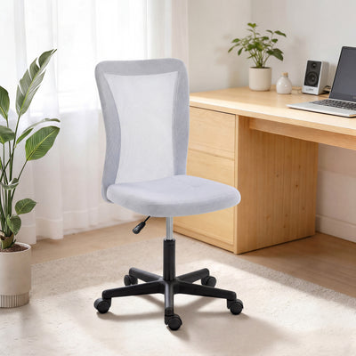 Vinsetto Mesh Office Chair Armless Swivel Executive Computer Desk Chair Adjustable Height Wheels White 