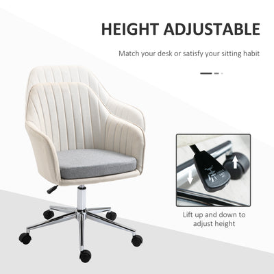 Vinsetto Home Office Chair Comfortable Computer Desk Chair Swivel Task Chair with Golden Base, Vanity Chair for Teens Adults Bedroom, Beige 