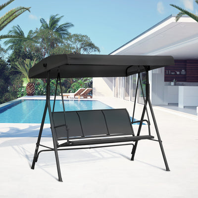 Outsunny Three-Seater Garden Swing Chair, with Canopy - Black 