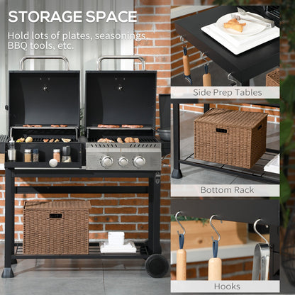 Outsunny Dual Fuel BBQ Grill - Black 