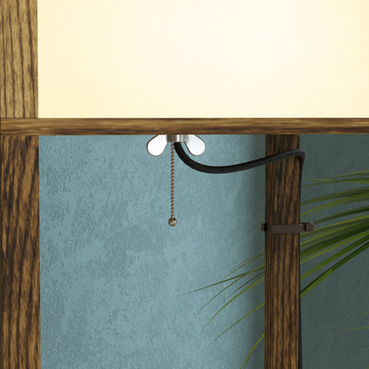 HOMCOM Modern Shelf Floor Lamp with Dual Ambient Light, Standing Lamp Living Room, Bedroom, 156cm, Brown 