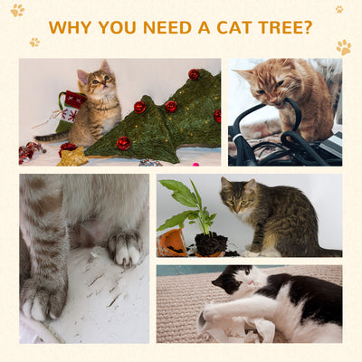 PawHut Cat Tree Scratching House, Activity Play Centre 