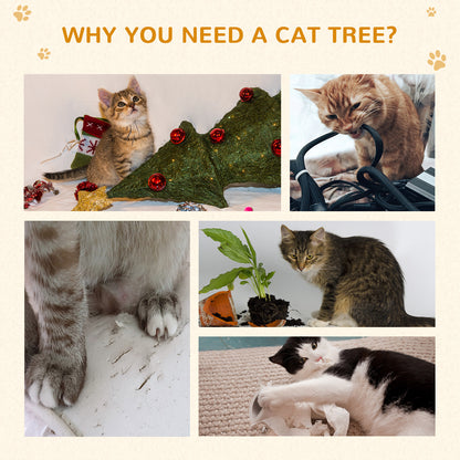 PawHut Cat Tree Scratching House, Activity Play Centre 