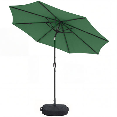 Outsunny 2.7 m Garden Parasol Umbrella with Cross Base and Sandbag, Retractable Ribs, Outdoor Table Market Umbrella, Green 