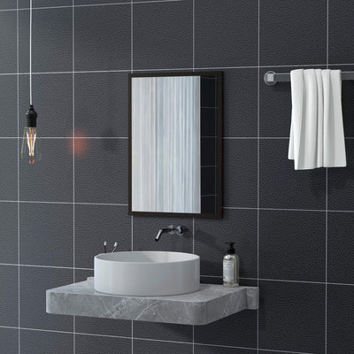 HOMCOM Wall Bathroom Mirror, 70 x 50 cm Wall-Mounted Mirror for Living Room, Bedroom, Hallway, Black 