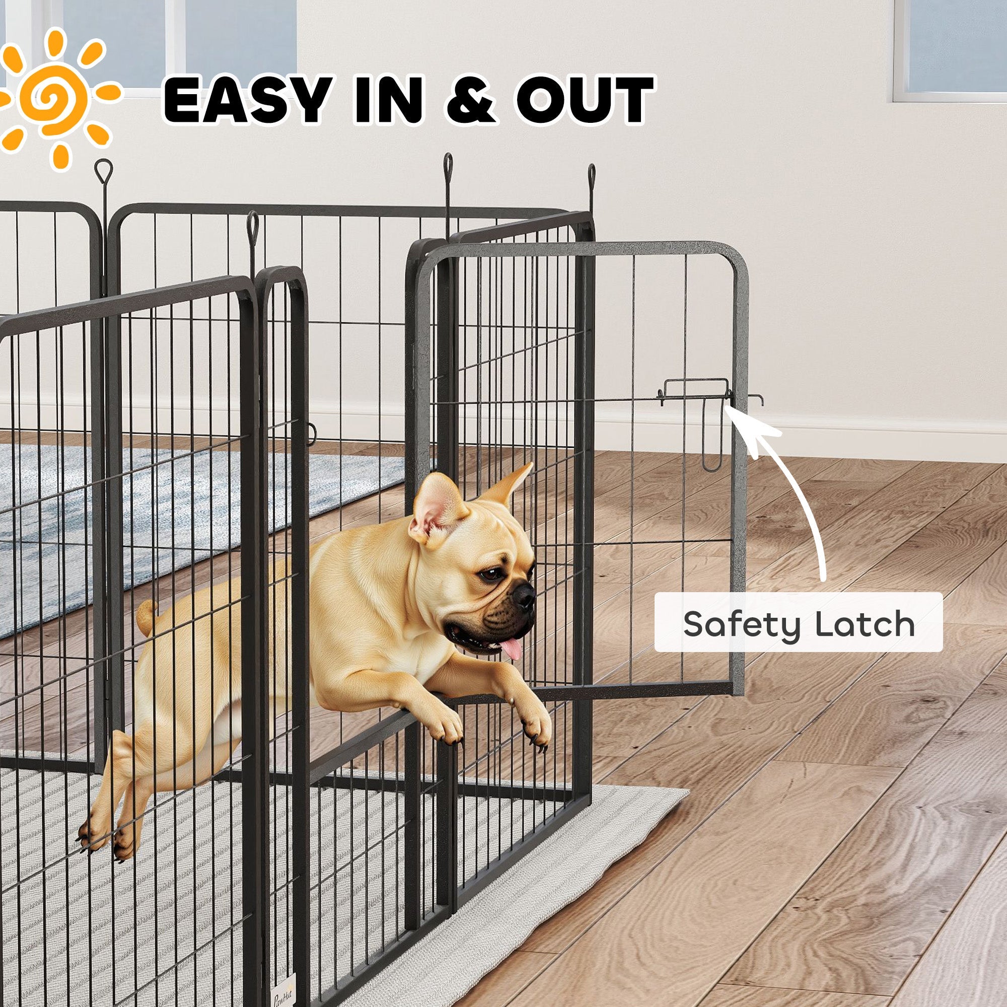PawHut 12 Panels Heavy Duty Dog Playpen with Doors, for Medium Dogs, 80cm High, Black 