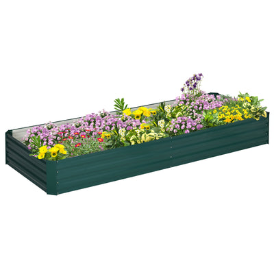 Outsunny Metal Raised Garden Bed Planter Box Outdoor Planters for Growing Flowers, Herbs, Green, 241x90.5x30cm 