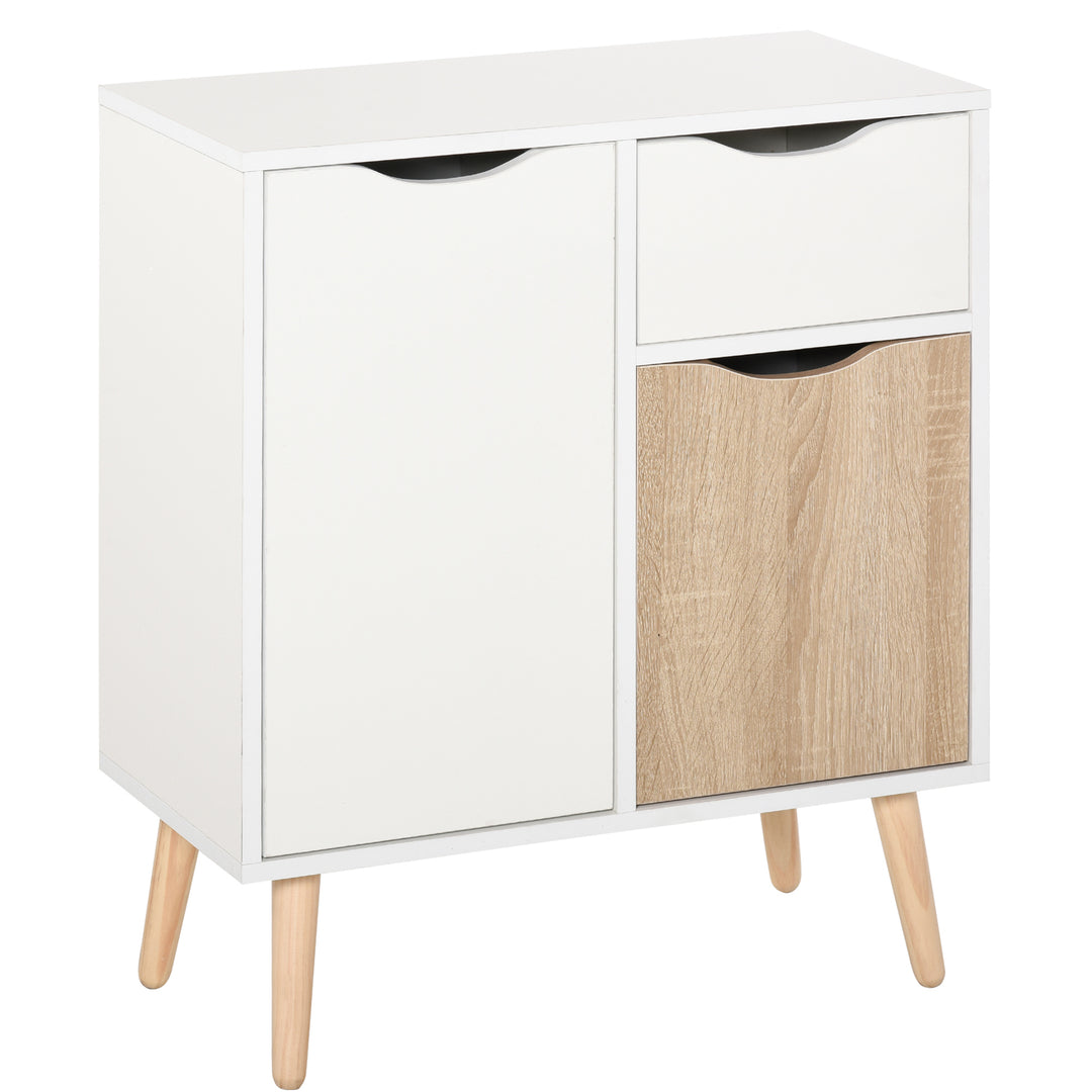 HOMCOM Sideboard Floor Cabinet Storage Cupboard with Drawer for Bedroom, Living Room, Entryway, Brown 