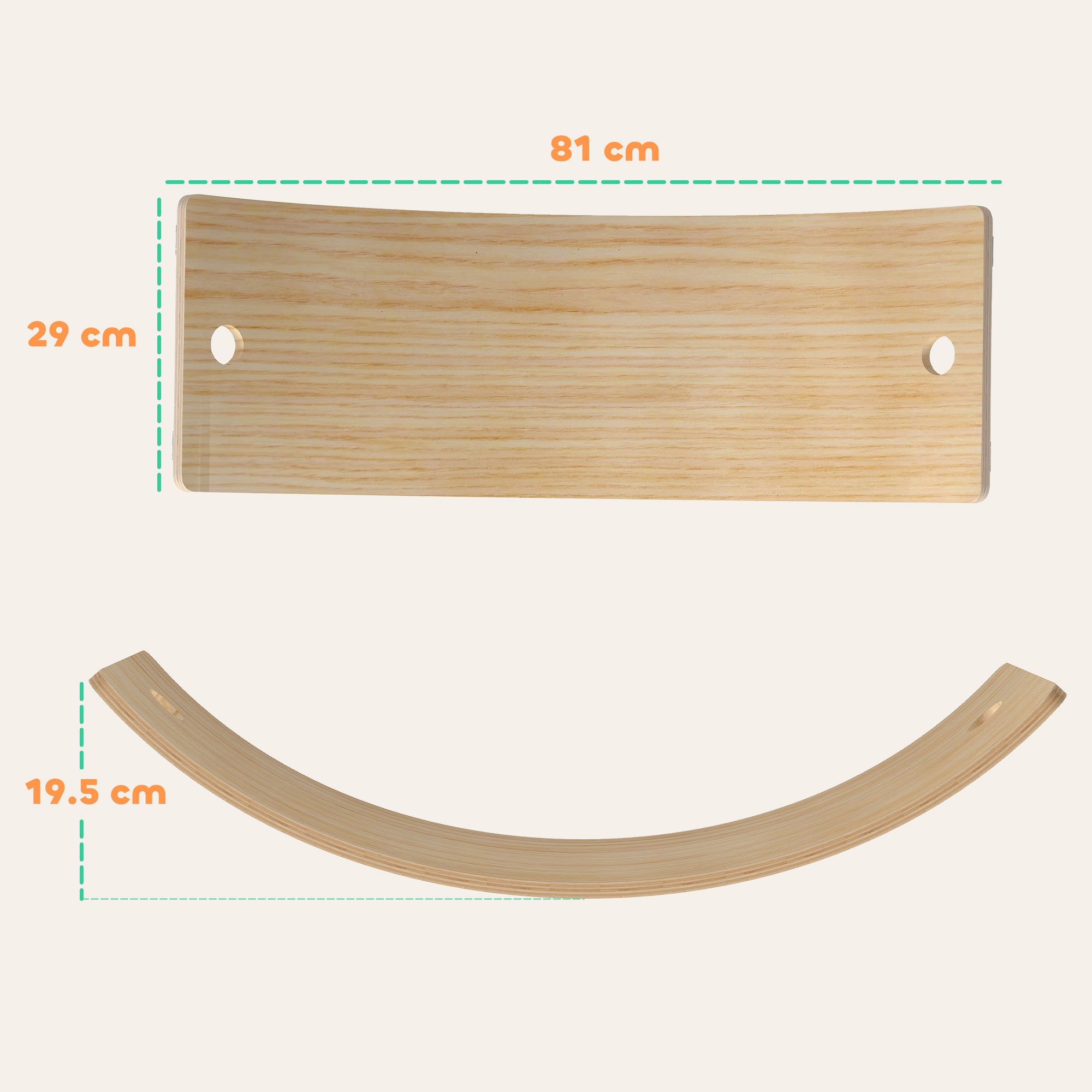 AIYAPLAY Kids Wooden Balance Board with Rope, Wooden Wobble Board with Felt for Sensory Play, for Toddler 3-6 Years Old 