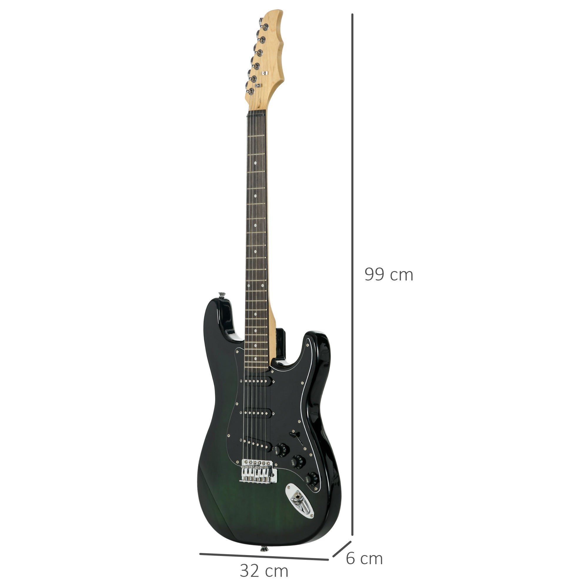 SPORTNOW Six-String Electric Guitar, with 15W Amplifier, Digital Turner, Picks, Shoulder Strap, Case Bag - Dark Green 
