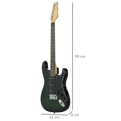 SPORTNOW Six-String Electric Guitar, with 15W Amplifier, Digital Turner, Picks, Shoulder Strap, Case Bag - Dark Green 