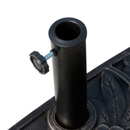 Outsunny 9kg Resin Parasol Base, Half Round Umbrella Stand with Floral Design for Garden, Outdoor, Suitable Umbrella Rod: Φ3.8cm, Φ4.8cm, Bronze Tone 