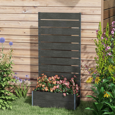 Outsunny 34 x 69.5cm Garden Planter Box, with Back Trellis, Black 