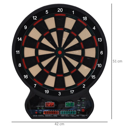 HOMCOM Electronic Hanging Dartboard LED Digital Score Set 27 Games and 202 Variations with 12 Soft Tip Darts 