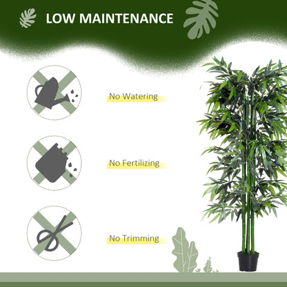Outsunny 6ft Artificial Bamboo Tree Plant Greenery in A Pot for Home Office Planter 1.8M 