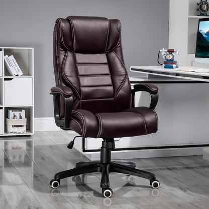 Vinsetto High Back Executive Office Chair 6- Point Vibration Massage Extra Padded Swivel Ergonomic Tilt Desk Seat, Brown 