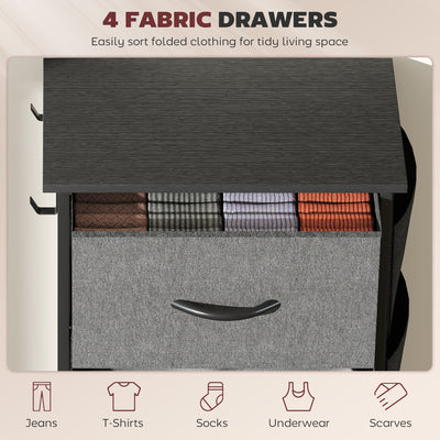 HOMCOM Chest of Four Fabric Drawers - Charcoal Grey 