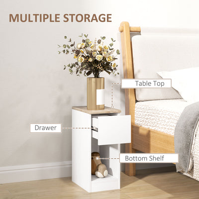 HOMCOM Set of Two Modern Storage Bedside Tables - White 
