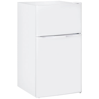 HOMCOM 88L Under Counter Fridge Freezer, Small Refrigerator with 5-Setting, 3 Star Freezer Rating, White 