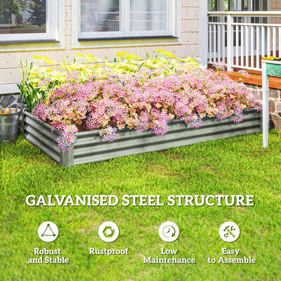 Outsunny 240 x 120cm Galvanised Steel Open Planter - Silver 