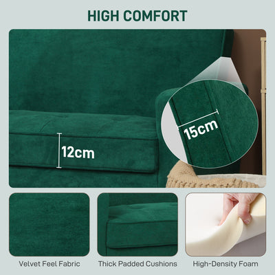 HOMCOM Two-Seater Velvet-Feel Sofa - Green 