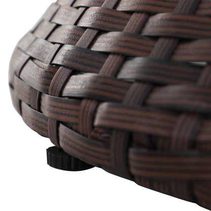 Outsunny PE Rattan Ice Bucket Table, Height Adjustable Liftable Outdoor Drinks Cooler, 52 cm Round Garden Beer Cocktail Table with Lid for Bar, Patio, Terrace, Brown 